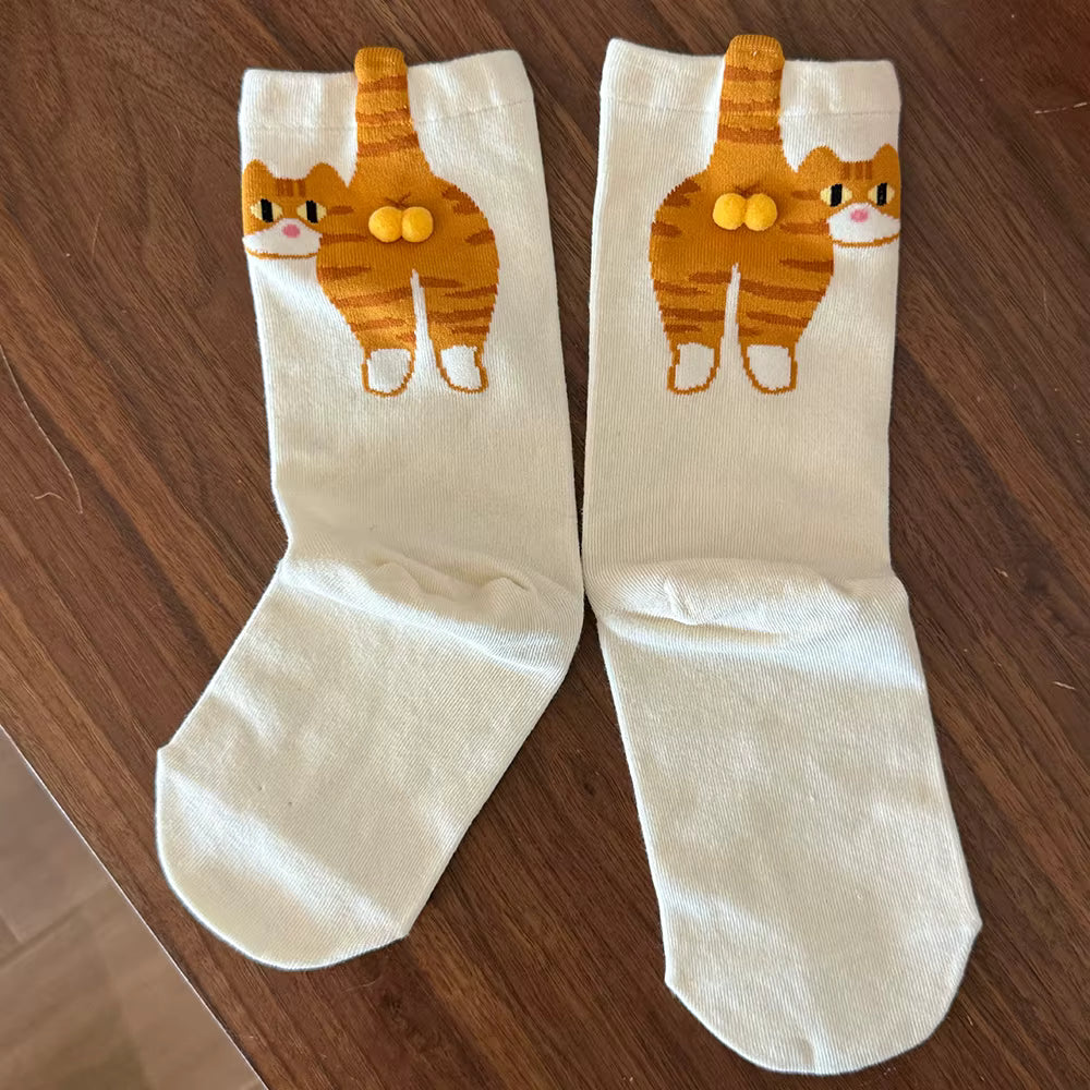 Cat Butt Pom Pom Socks