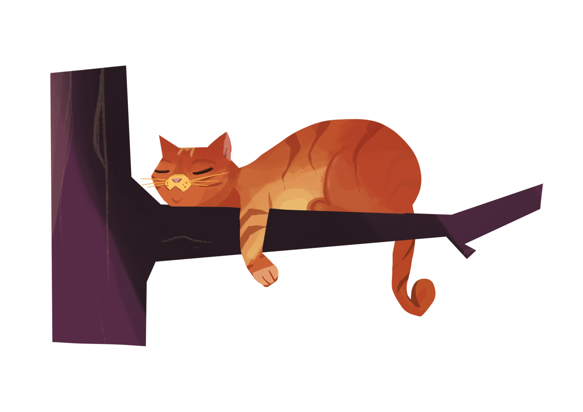 Sleeping Branch Cat Sticker