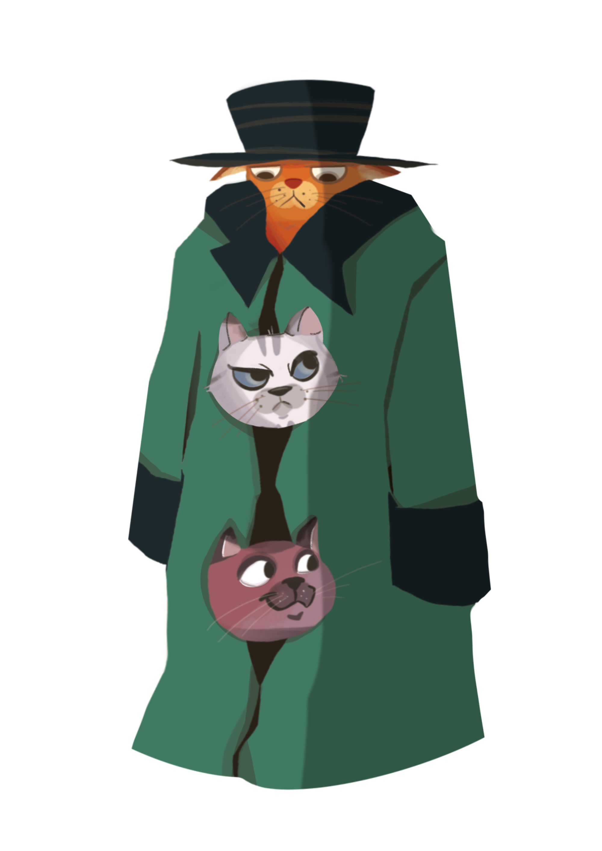 Three Cats in a Trenchcoat Sticker