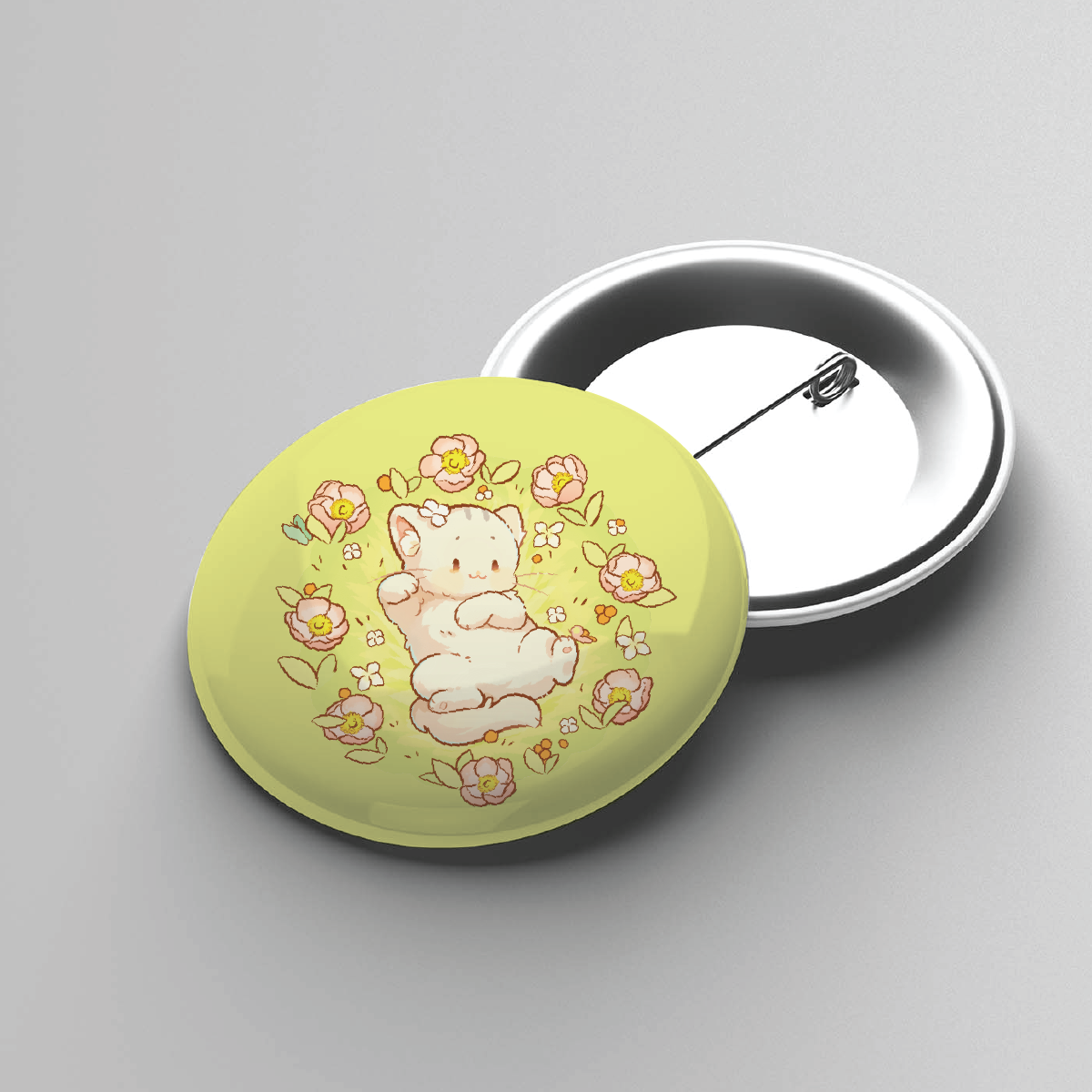 Meadow Cat Button Pin