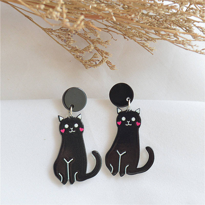 Black Cat Acrylic Earrings