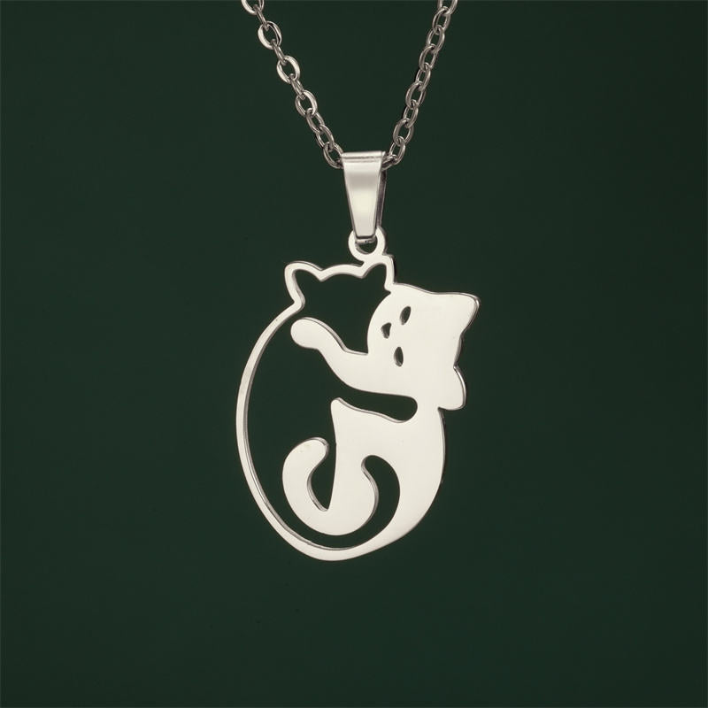 Hugging Cats Pendant Necklace