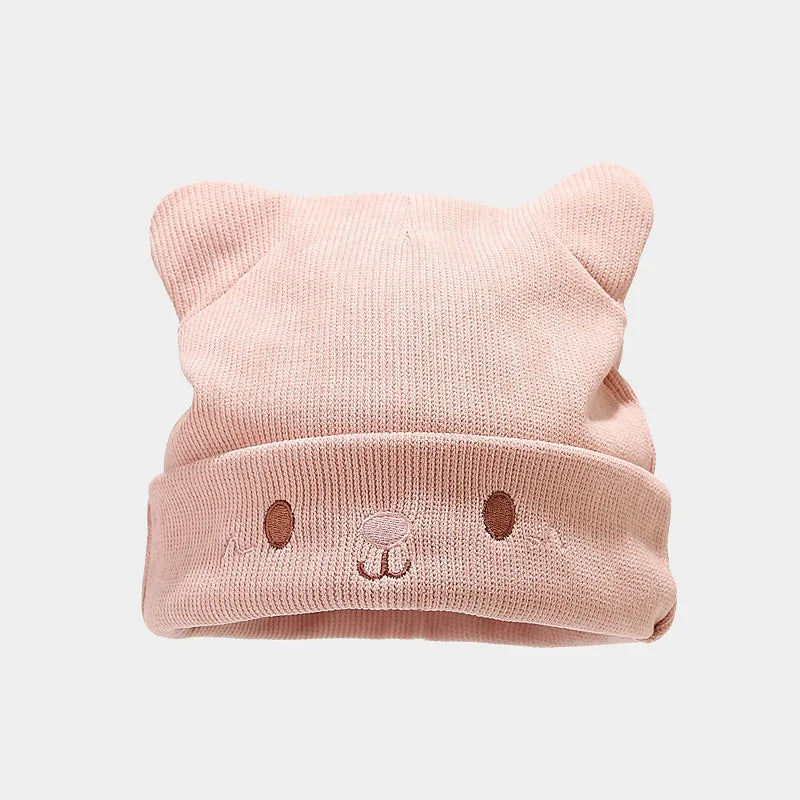 Cat Face Beanie - Pink